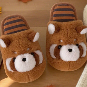 3D Red Panda Plush Women's Slippers — Cozy Fuzzy Indoor House Shoes by The Mississippi Mermaid Mercantile - view 8