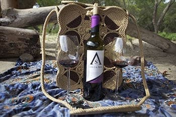 Wine & Glass Rope Bag handwoven rope bag by Nomadic State of Mind, view 2