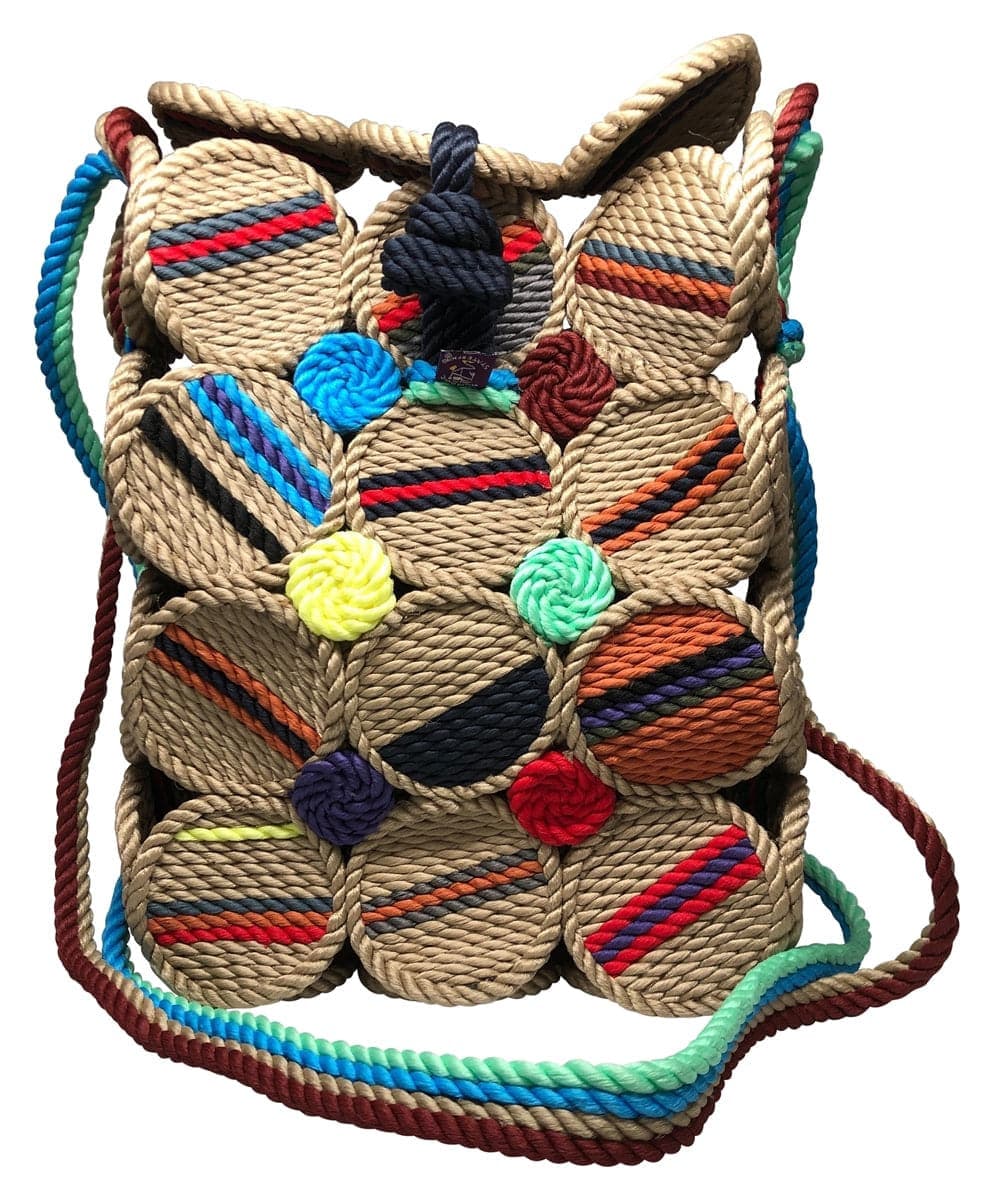 Wine & Glass Rope Bag handwoven rope bag by Nomadic State of Mind