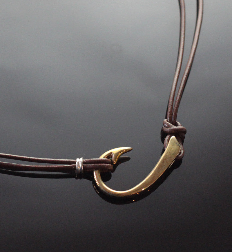 Two Way Large Bronze Hook Necklace