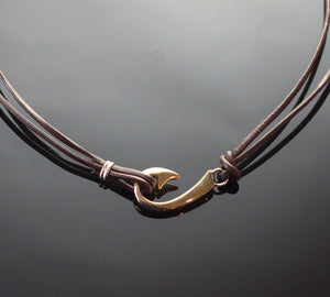 Two Way Small Bronze Hook Necklace
