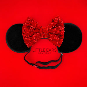 Red Velvet Elastic Ears by Little Ears Boutique, children's boutique clothing detail photo 2