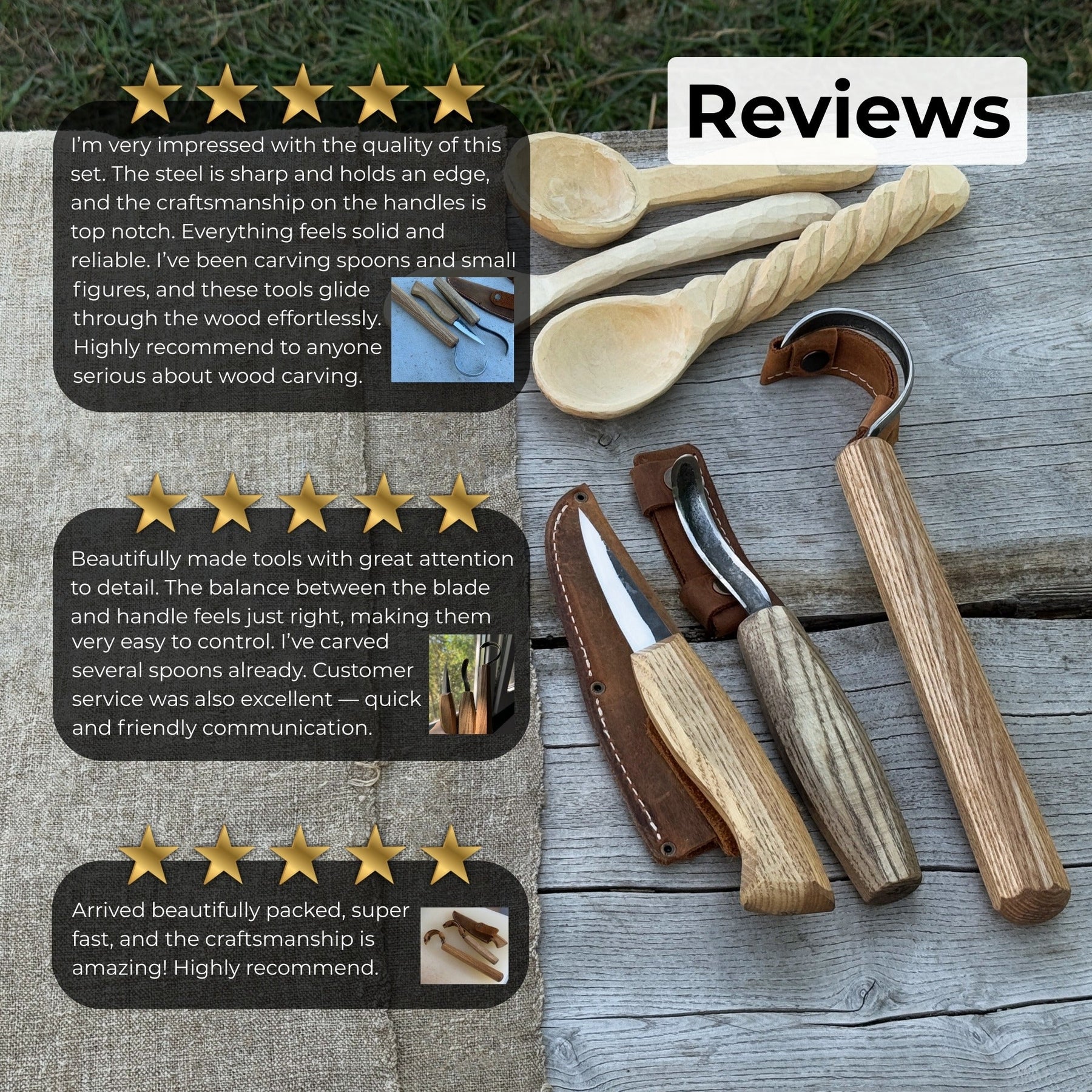 3-Piece Carving Knife Set for Spoon Carving