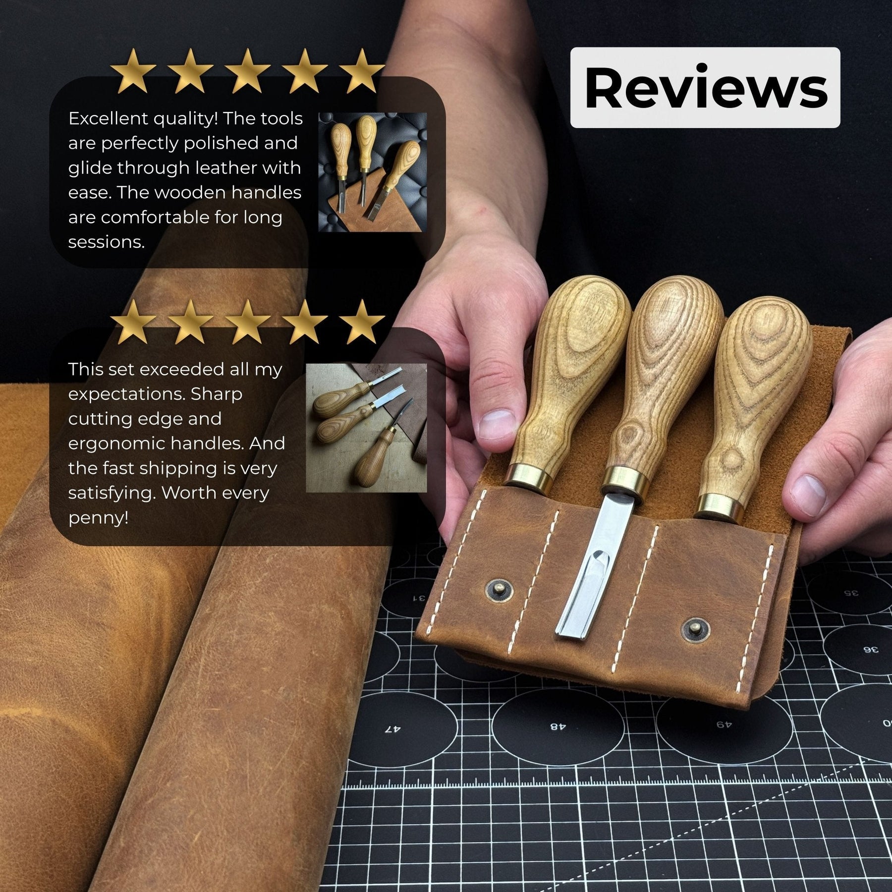 3-Piece Leather Edge Skiver Set