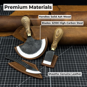 3-Piece Leatherworking Knife Set with Leather Sheaths