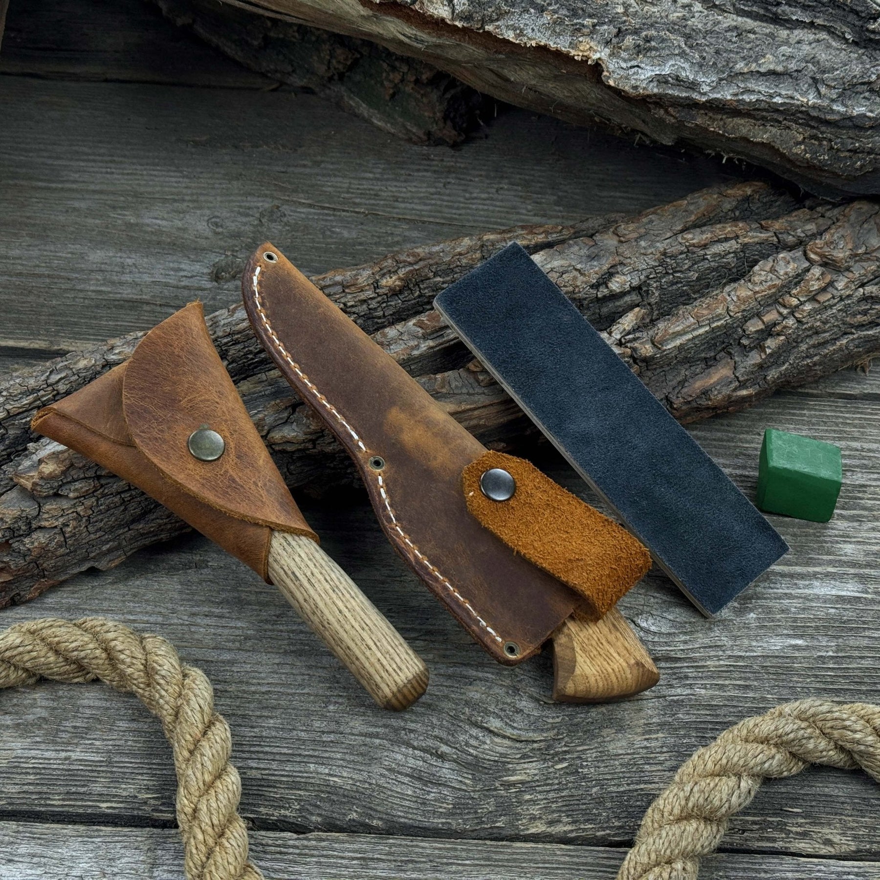 3-Piece Spoon Carving Tool Set with Leather Strop