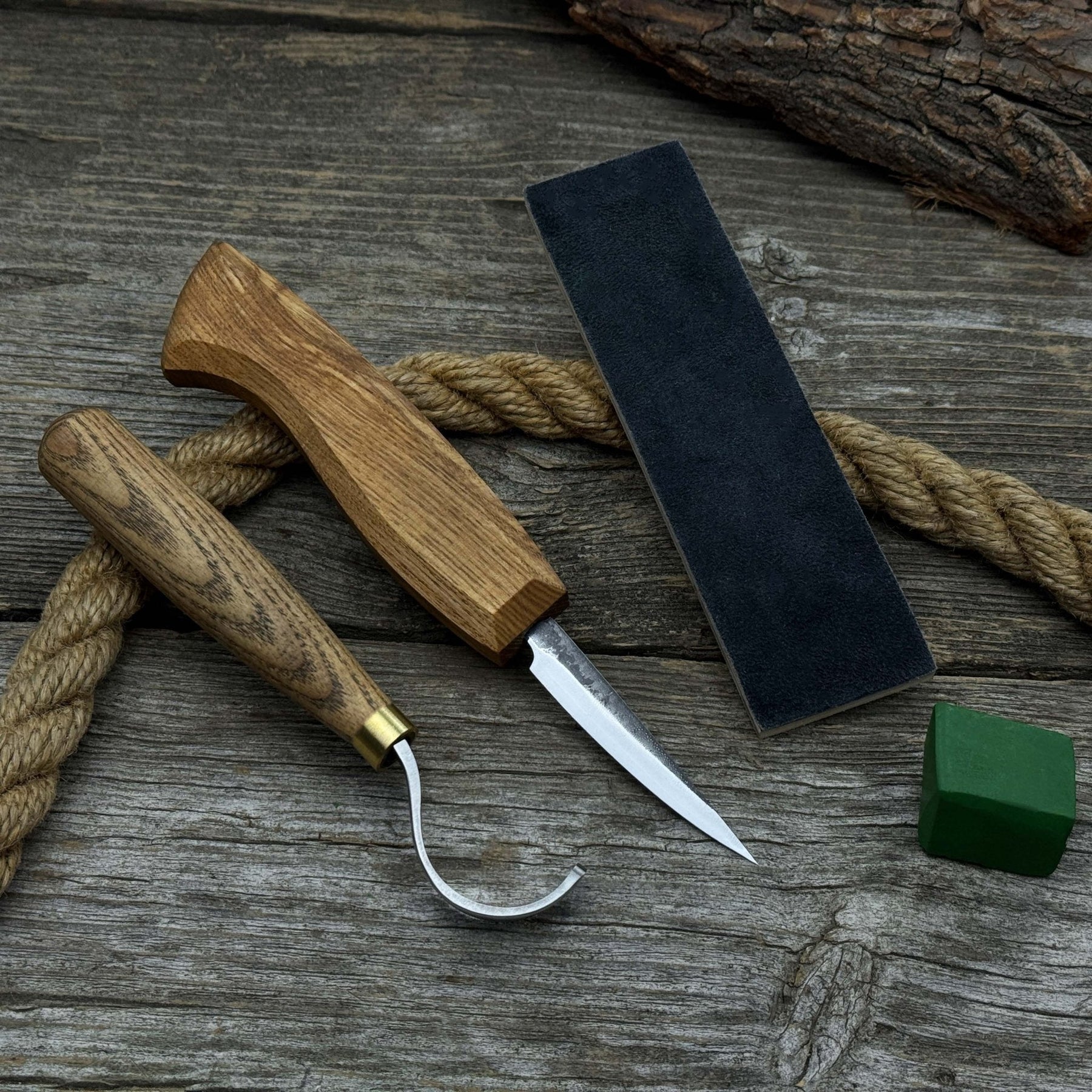 3-Piece Spoon Carving Tool Set with Leather Strop