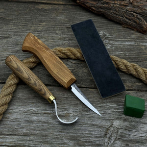 3-Piece Spoon Carving Tool Set with Leather Strop