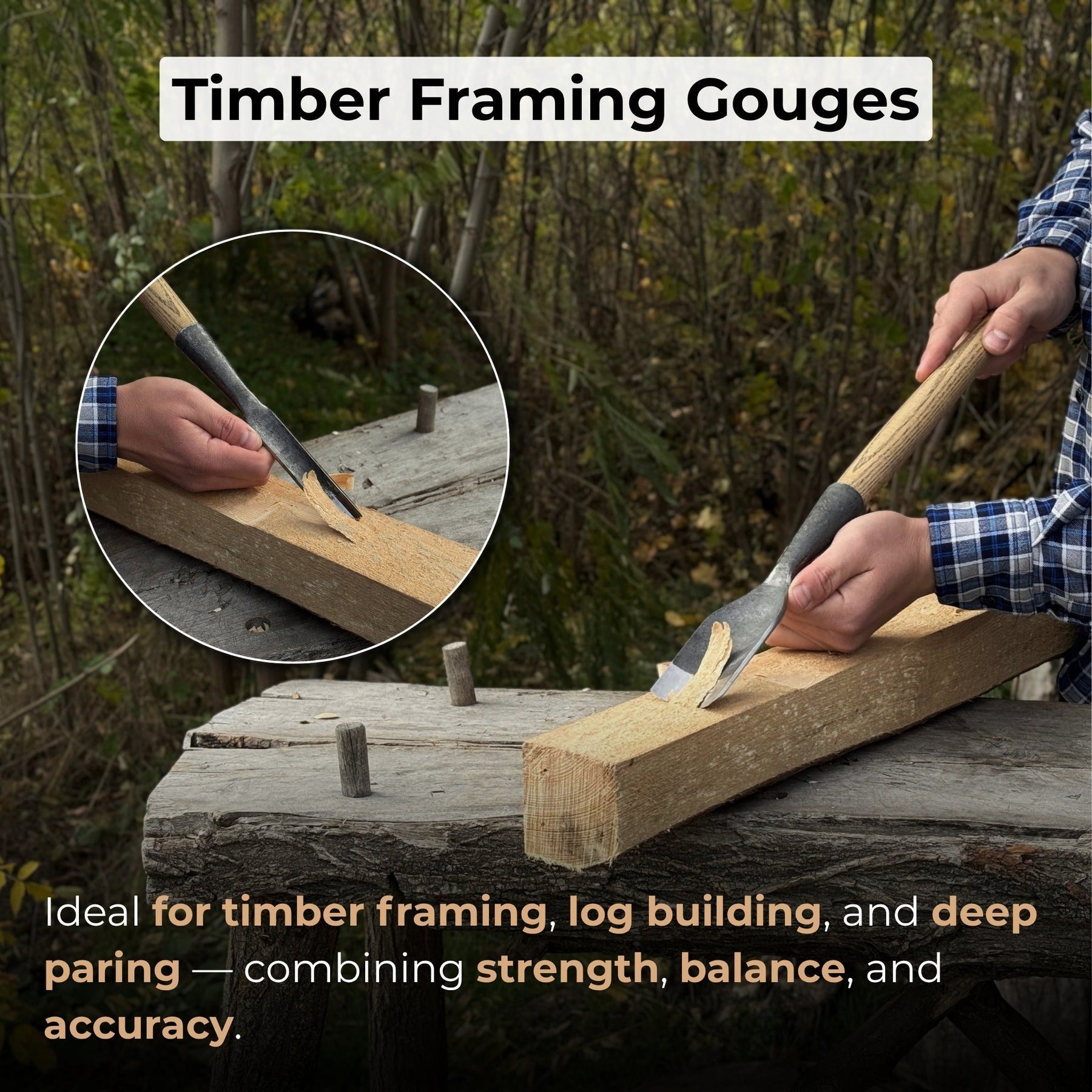 3-Piece Timber Framing Rounded Chisel Set