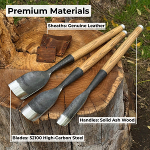 3-Piece Timber Framing Rounded Chisel Set