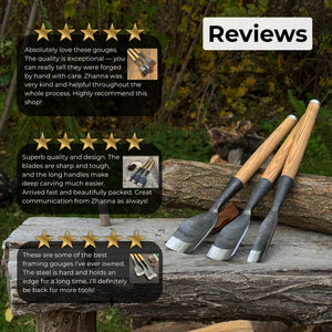 3-Piece Timber Framing Rounded Chisel Set