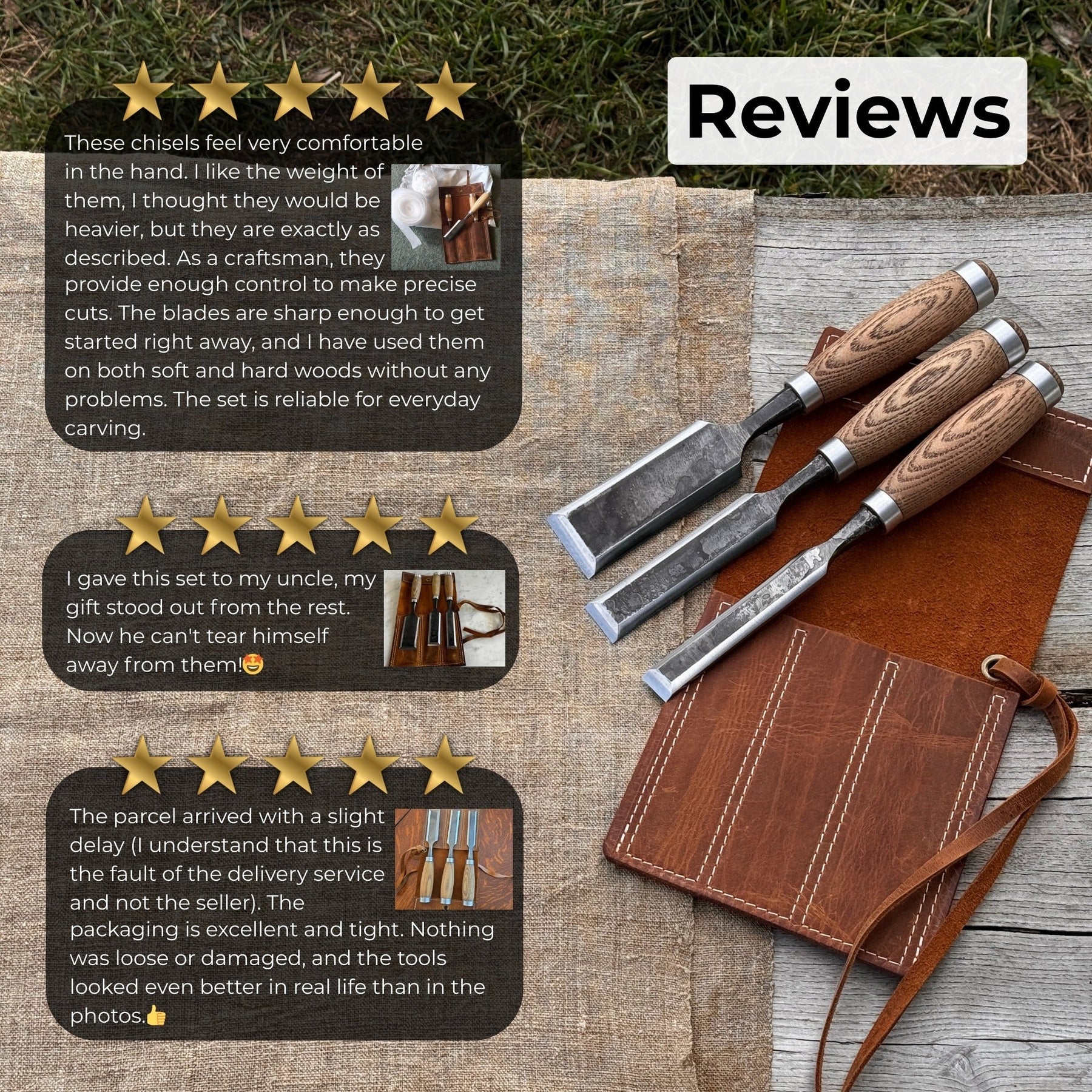 3-Piece Wood Carving Chisel Set