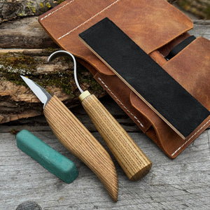 3-Piece Wood Carving Knife Set – Whittling Knife, Hook Knife & Leather Strop