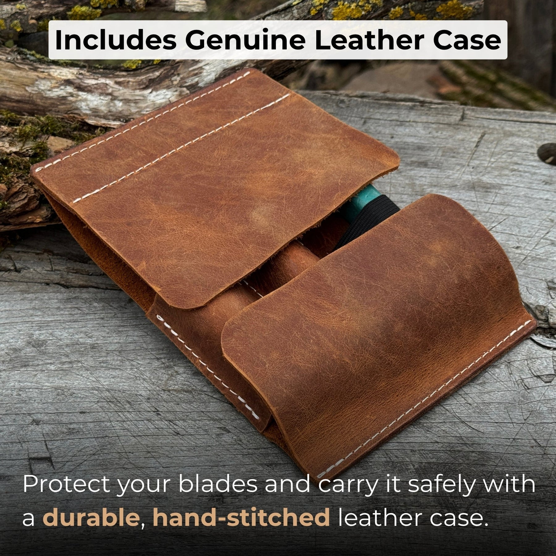 3-Piece Wood Carving Knife Set – Whittling Knife, Hook Knife & Leather Strop