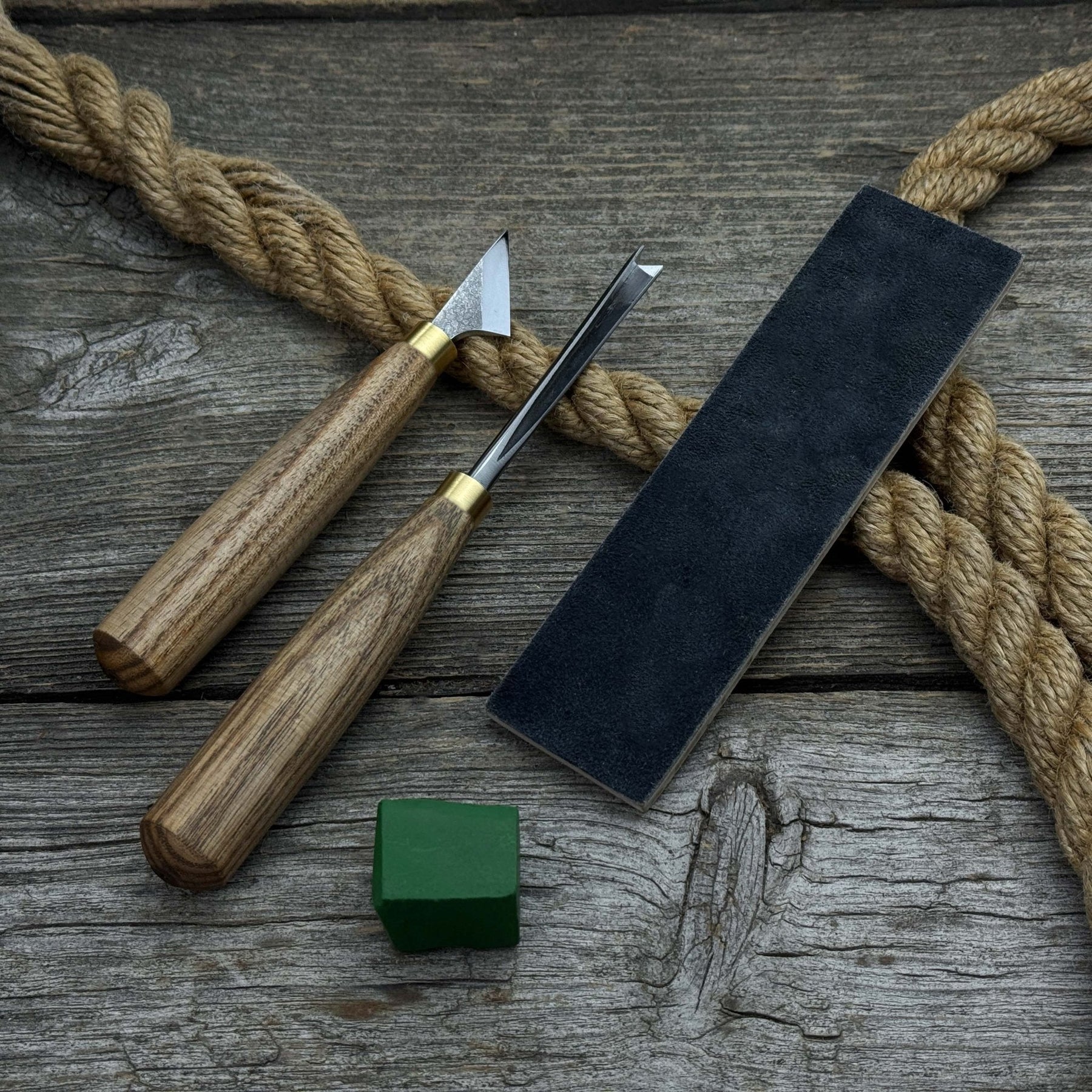3-Piece Wood Carving Tool Set with Leather Case
