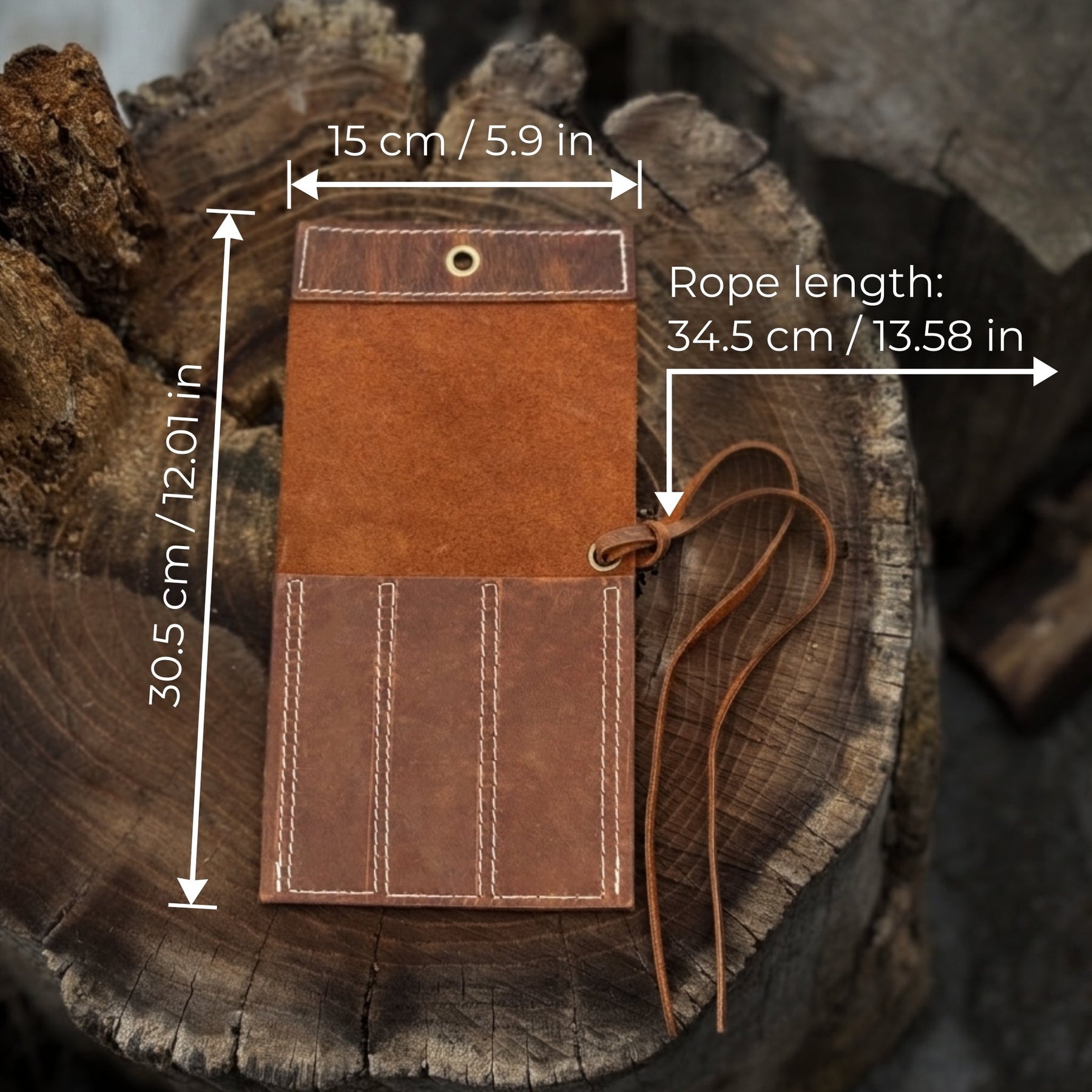 3 Pocket Leather Tool Roll for Chisels, Knives, and Small Hand Tools