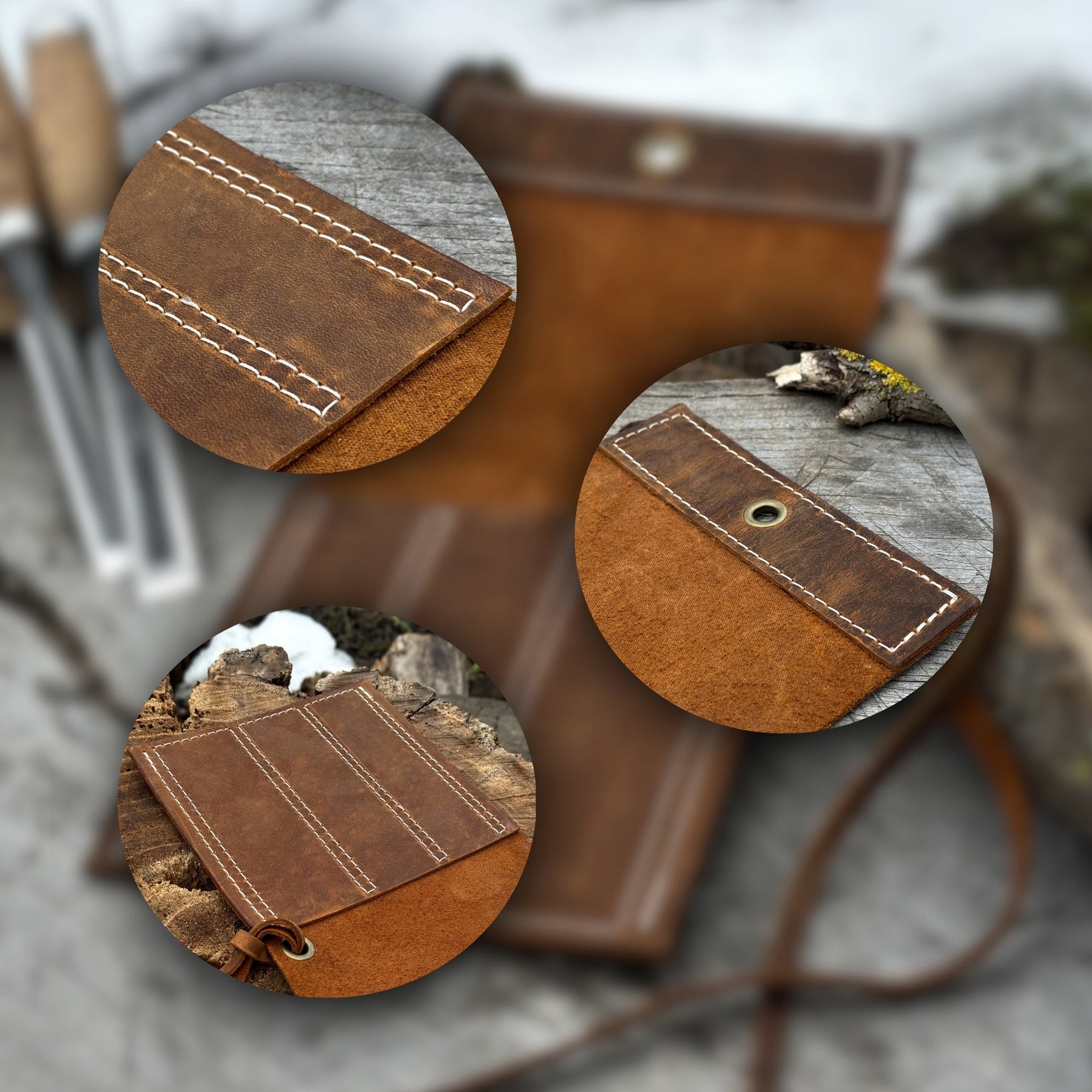 3 Pocket Leather Tool Roll for Chisels, Knives, and Small Hand Tools