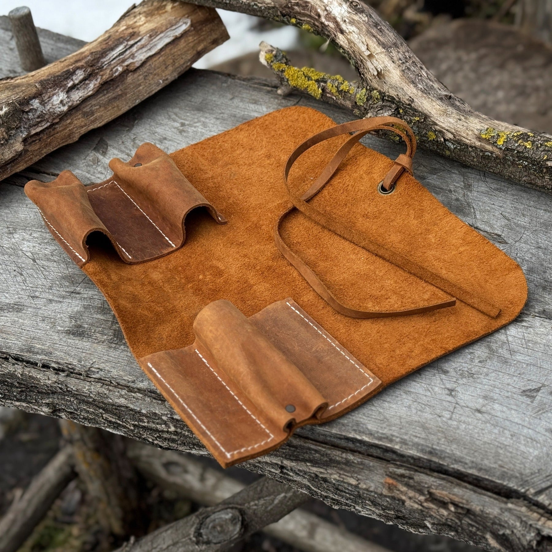 3 Pocket Leather Tool Roll