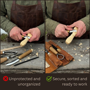 3 Pocket Leather Tool Roll