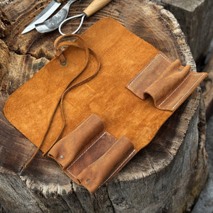 3 Pocket Leather Tool Roll