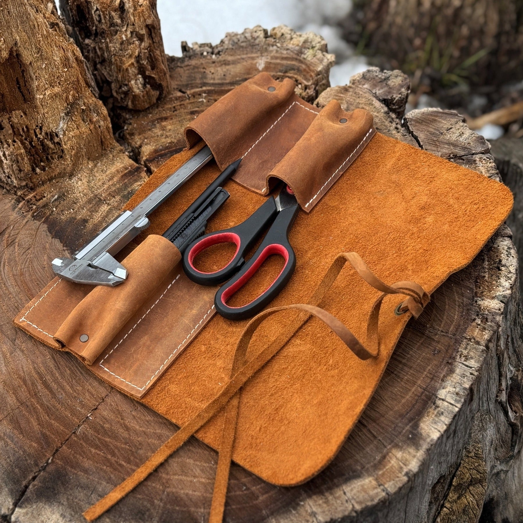 3 Pocket Leather Tool Roll
