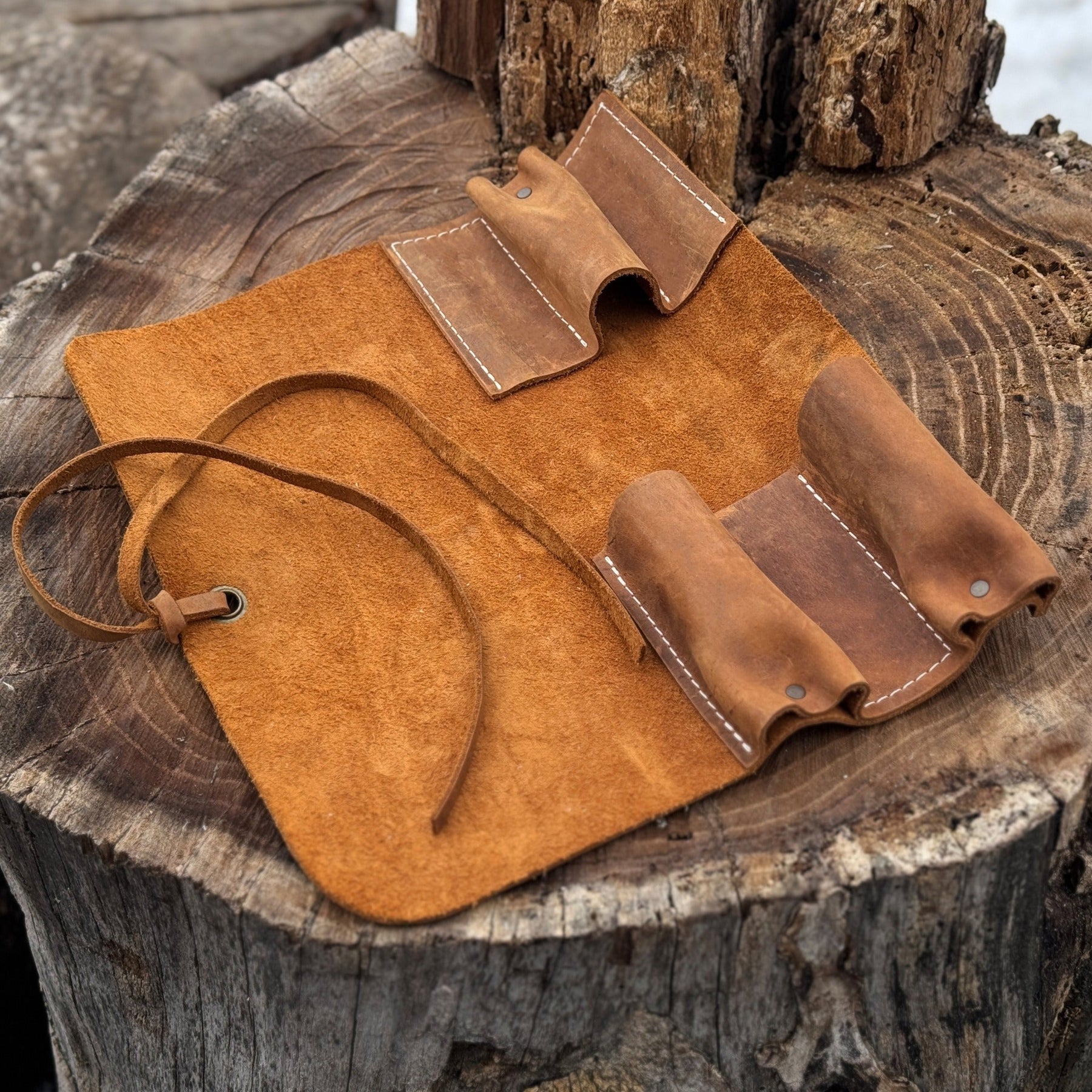 3 Pocket Leather Tool Roll