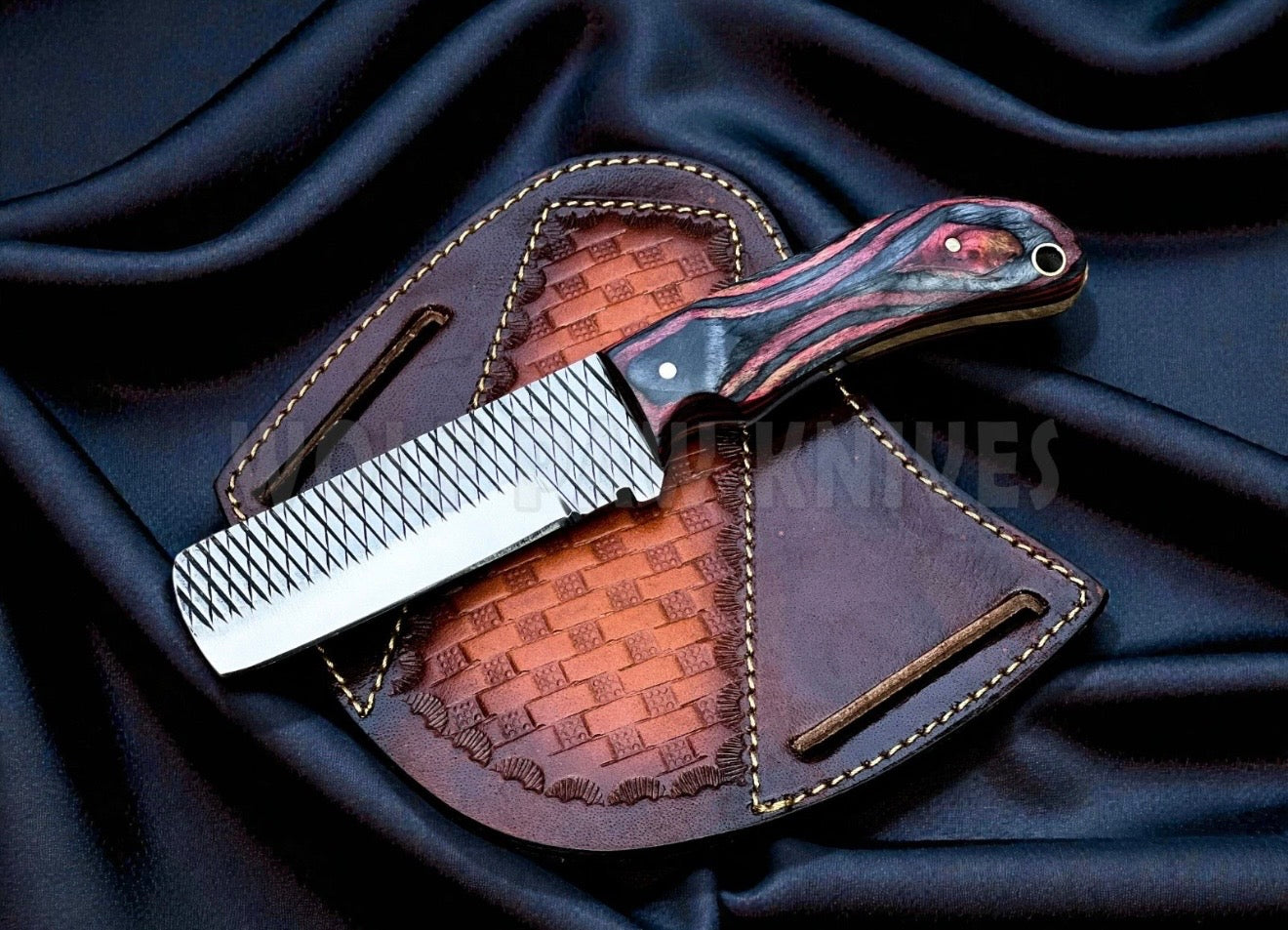 Multicolor Pakkawood Rasp Bull Cutter Knife by Divine Knives