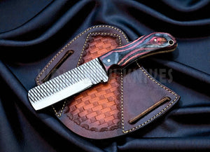 Multicolor Pakkawood Rasp Bull Cutter Knife by Divine Knives