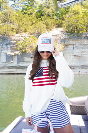 God Bless America - Vintage Trucker Hat - PREORDER by KenzKustomz, Southern lifestyle apparel detail photo 5