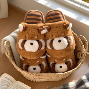 3D Red Panda Plush Women's Slippers — Cozy Fuzzy Indoor House Shoes by The Mississippi Mermaid Mercantile - view 5