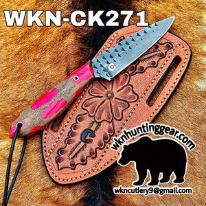 Textured Spear Point Dagger Knife with Pink by Divine Knives