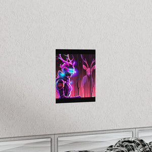 futuristic woman and deer Posters