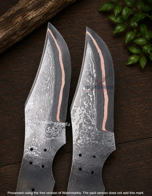 Wrangler’s Pair Damascus Knife Blanks by JW SteelCrafts, alternate view 4