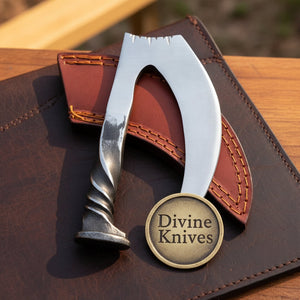 Hand-Forged Railroad Spike Ulu with Twisted Spike Handle