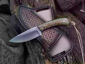 Ram Horn Satin Drop Point Hunter Knife for Field Dressing and Camp Use