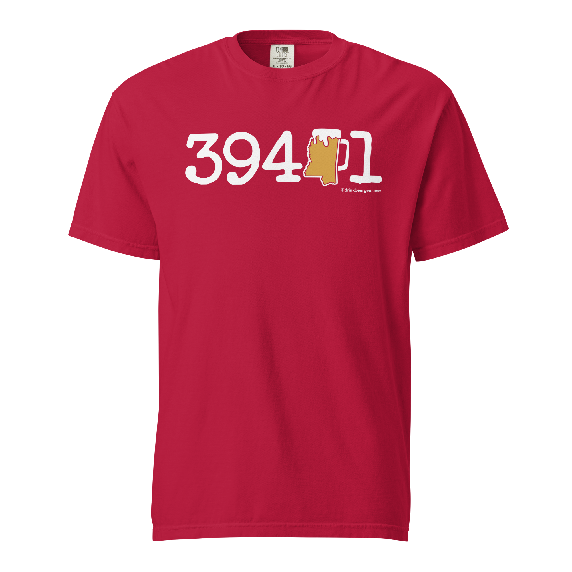 39401 Hattiesburg, Mississippi Zip Code Beer Mug Tee - COMFORT COLORS BRAND TEE Drink Beer Gear