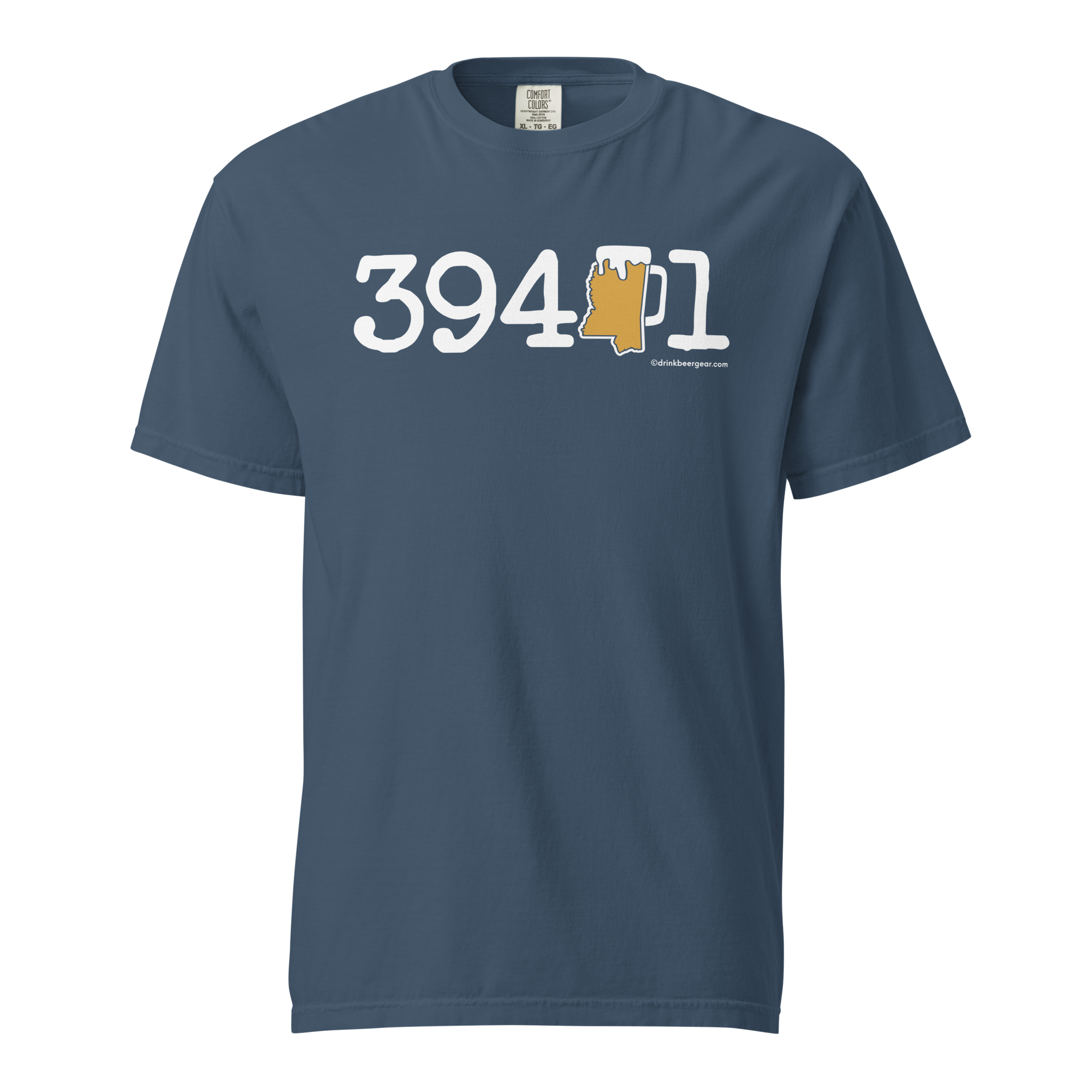 39401 Hattiesburg, Mississippi Zip Code Beer Mug Tee - COMFORT COLORS BRAND TEE Drink Beer Gear