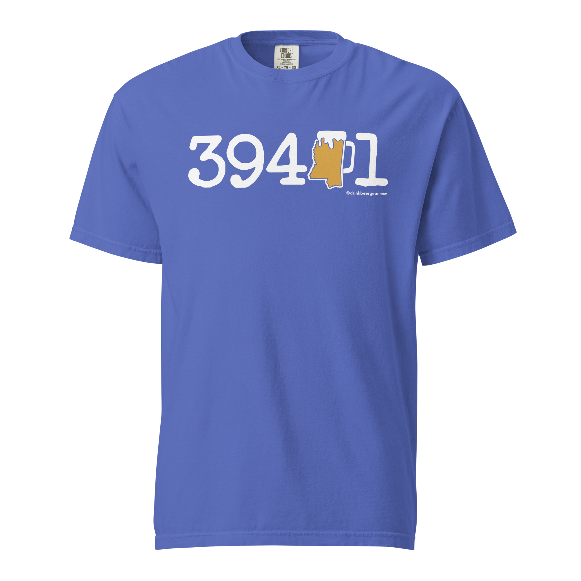 39401 Hattiesburg, Mississippi Zip Code Beer Mug Tee - COMFORT COLORS BRAND TEE Drink Beer Gear