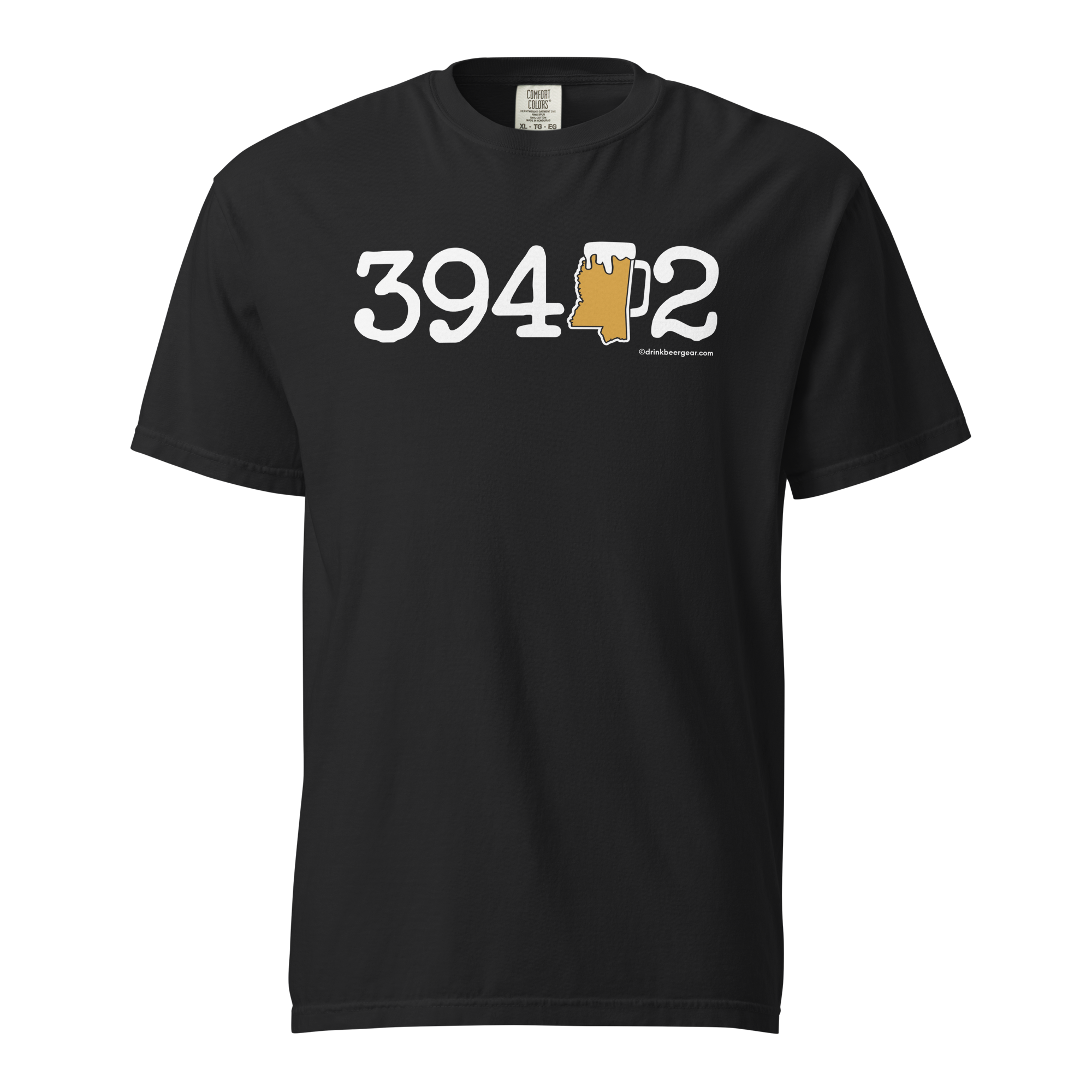39402 Hattiesburg, Mississippi Zip Code Beer Mug Tee - COMFORT COLORS BRAND TEE Drink Beer Gear