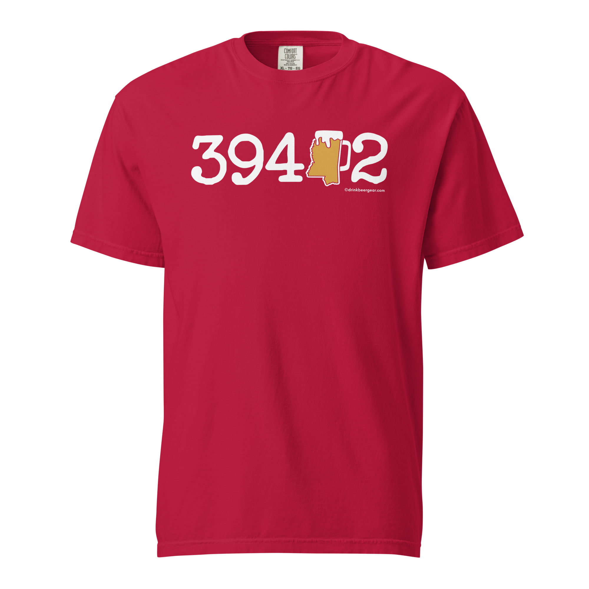 39402 Hattiesburg, Mississippi Zip Code Beer Mug Tee - COMFORT COLORS BRAND TEE Drink Beer Gear