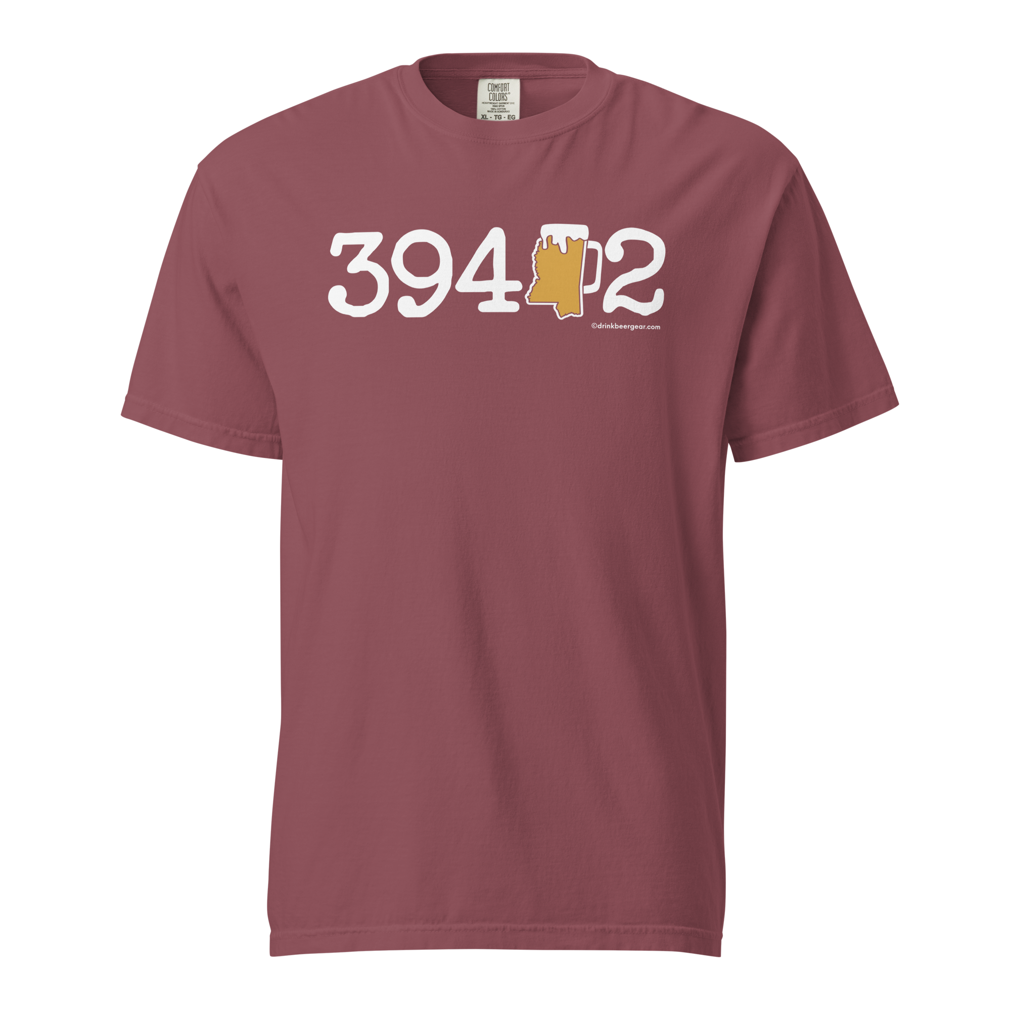 39402 Hattiesburg, Mississippi Zip Code Beer Mug Tee - COMFORT COLORS BRAND TEE Drink Beer Gear