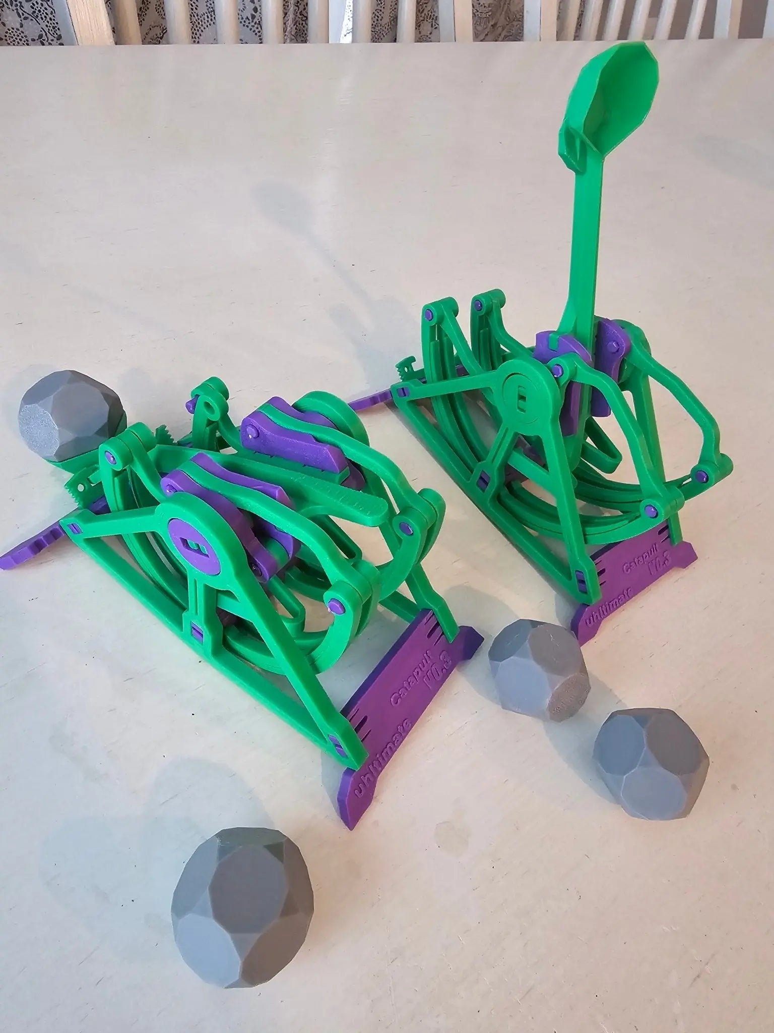 3D Printed Catapult Launcher: Green and Purple STEM Toy from Main Street Collective