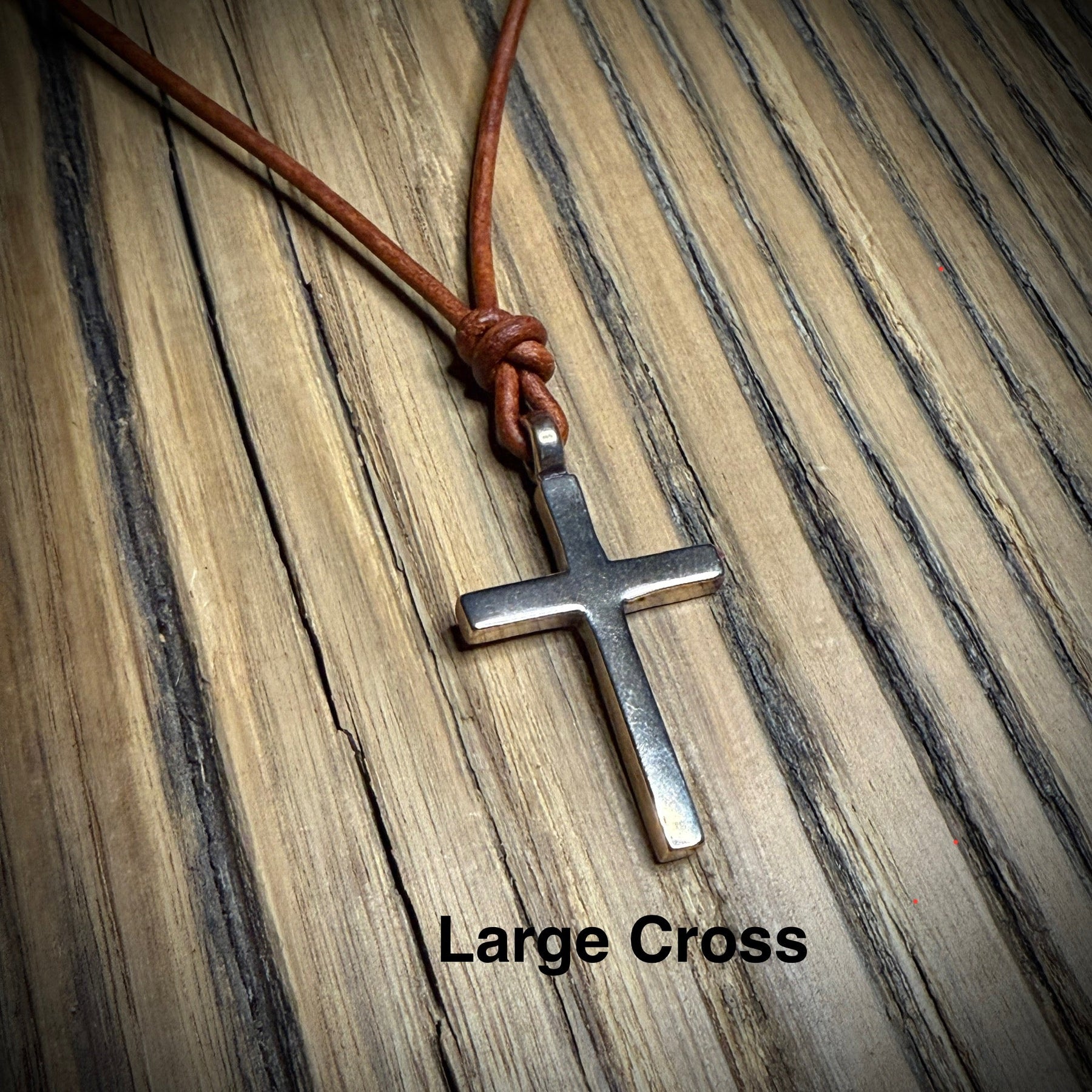 FAITH Classic Cross Necklace - Bronze on Leather Cord by Forged By Fire — view 4 of 10