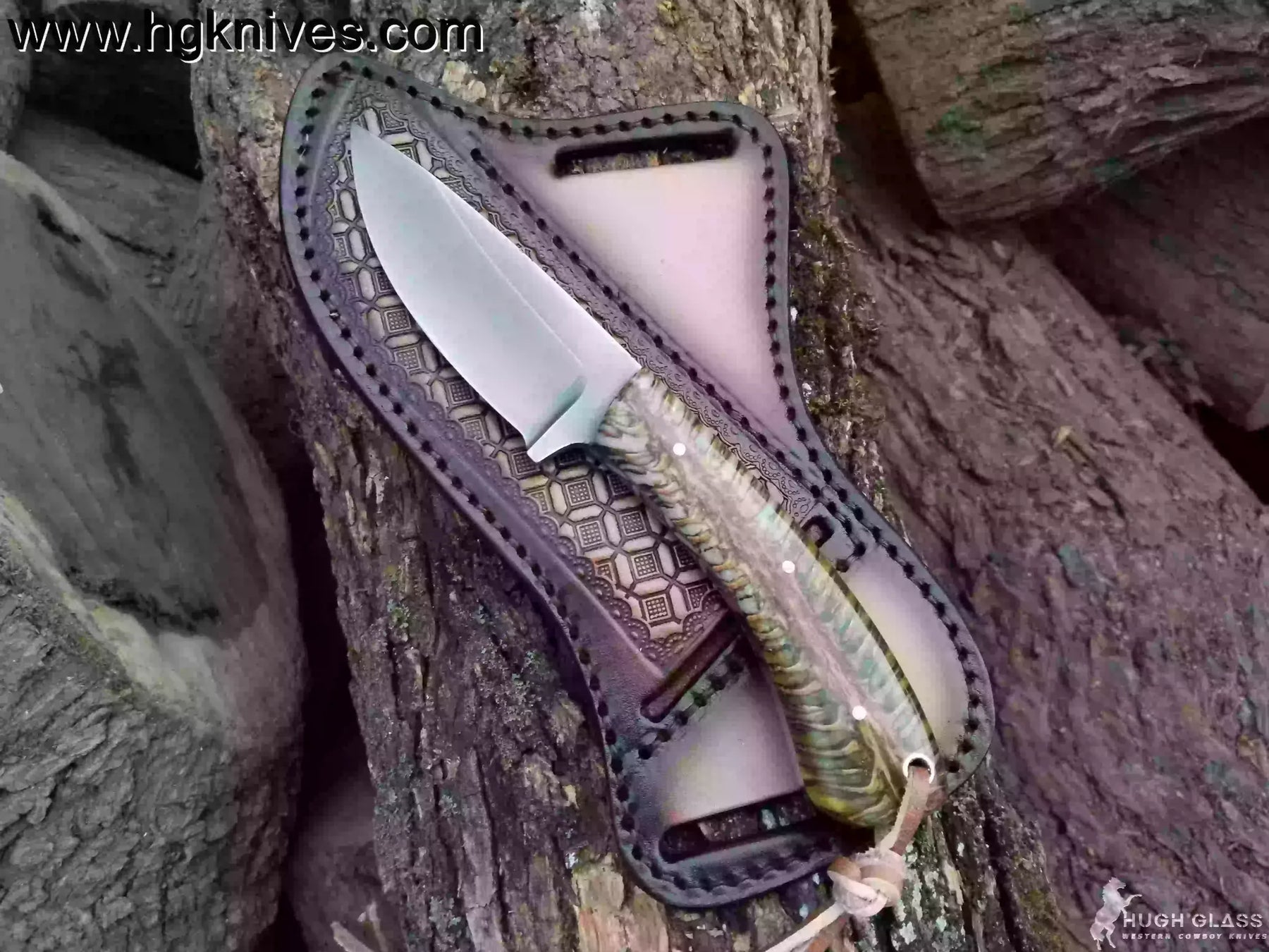 Yellow Ram Horn Drop Point Hunter Knife for Hunters and Outdoor Users