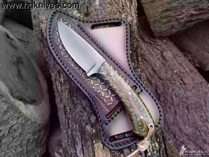 Yellow Ram Horn Drop Point Hunter Knife for Hunters and Outdoor Users
