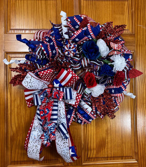 Red, White & Blue 4th of July Wreath | Front Door Decor by Bouge Creations, view 5