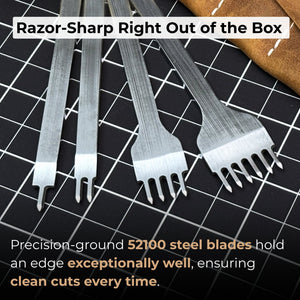4-Piece Diamond Style Leather Pricking Iron and Leather Nylon Hammer