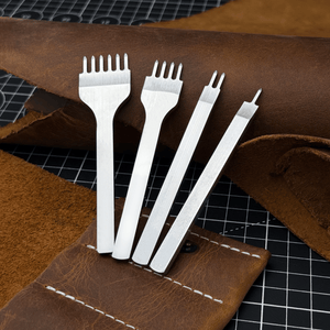 4-Piece Diamond Style Leather Pricking Iron Set, 1, 2, 4, 6 Prongs