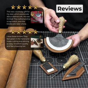 4-Piece Leather Tool Set with Leather Sheaths