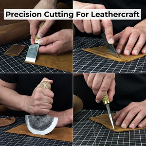 4-Piece Leather Tool Set with Leather Sheaths